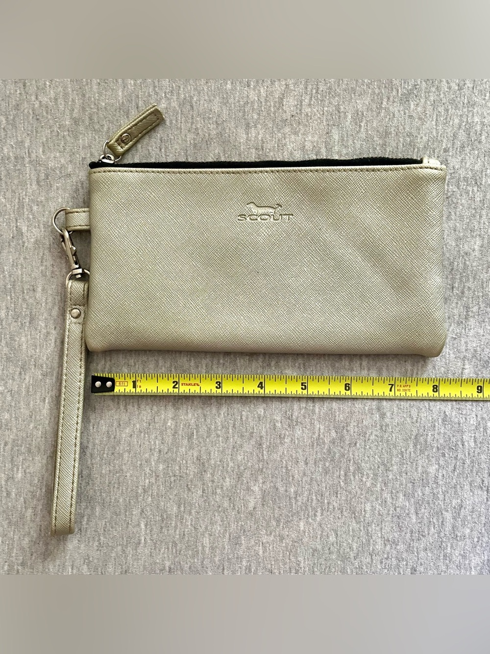 Scout Metallic Gray Wristlet Clutch with Detachable Strap Zip Closure